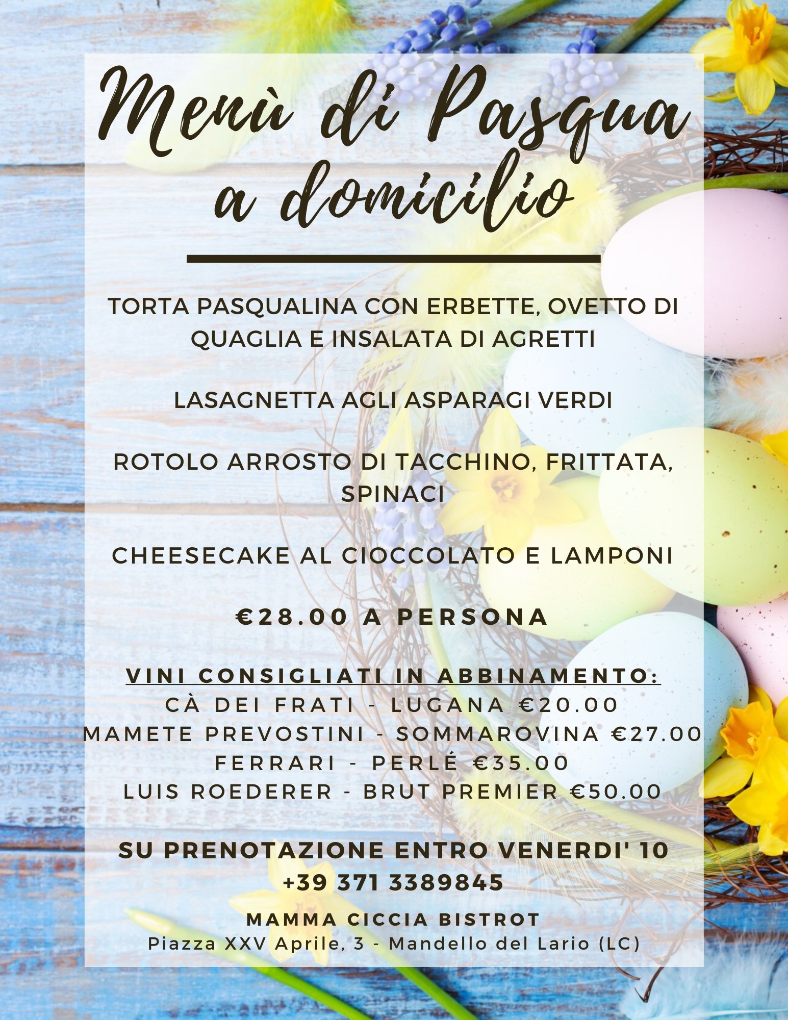 Menù di Pasqua DELIVERY: Immagine 1