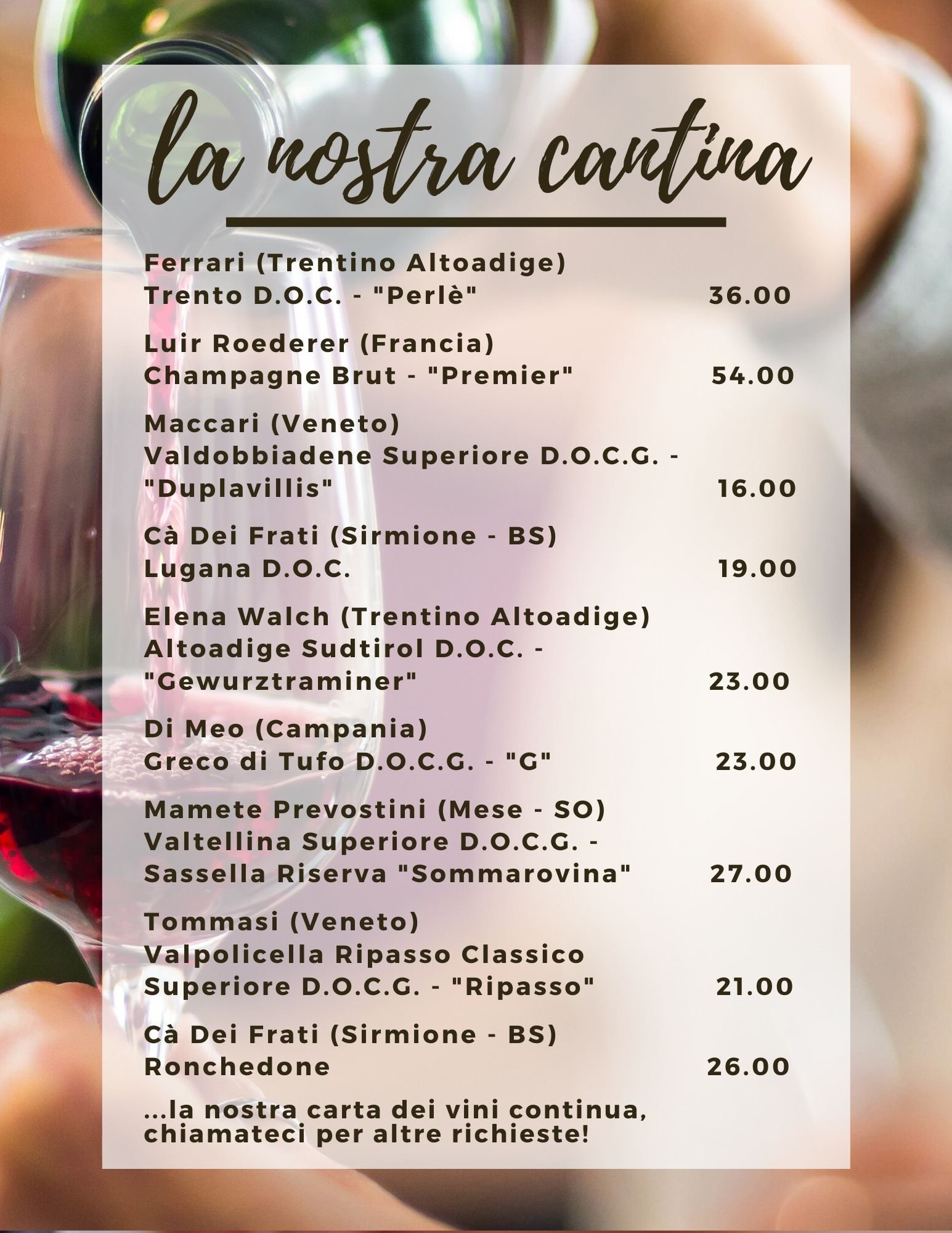 Mamma Ciccia DELIVERY: Carta dei vini